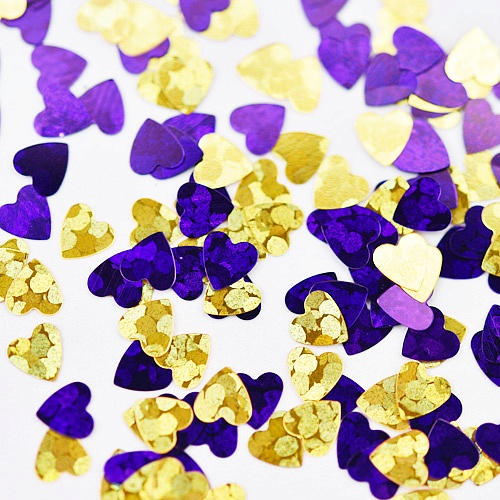 Камифубуки К91 "Сердечки микс" золото, фиолетовый голография 5гр / PATRISA NAIL