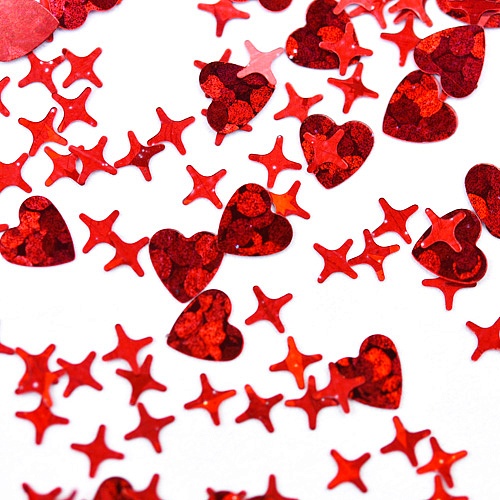Камифубуки К101 "Сердце и звезды" микс красный голография 5гр / PATRISA NAIL