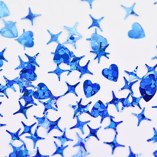Камифубуки К103 "Сердце и звезды" микс синий голография 5гр / PATRISA NAIL
