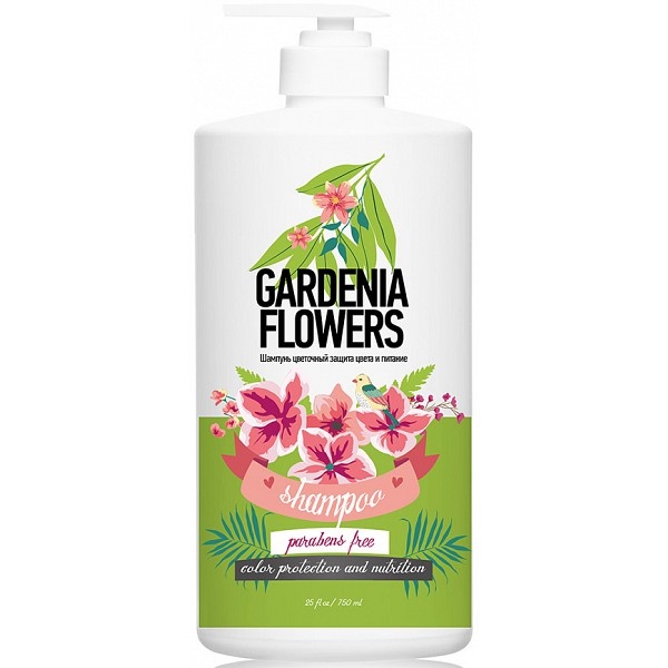 Шампунь цветочный защита цвета и питание Цветы Гардении 750мл / PROTOKERATIN