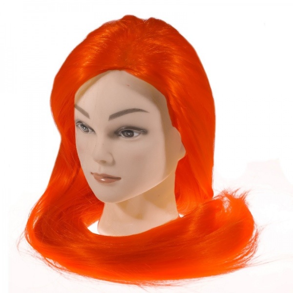 Голова-манекен синтетика для плетения оранжевый 70см