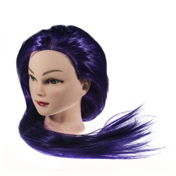 Голова-манекен синтетика для плетения темно-фиолетовый 70см