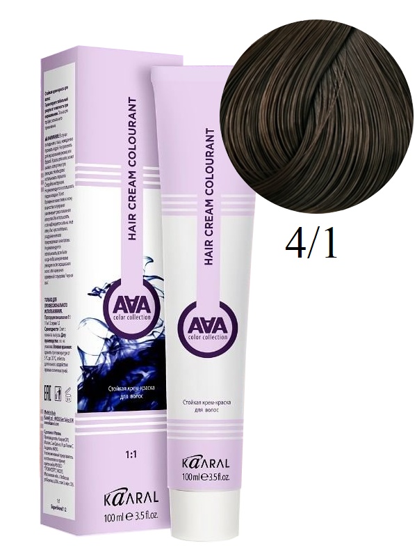 Крем-краска для волос ААА 4.1 Пепельный каштан 100мл