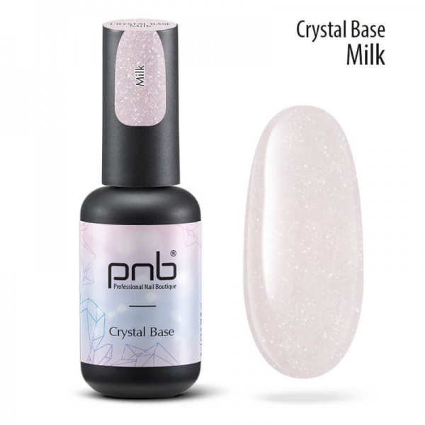 Сверкающая база PNB, светоотражающая, молочная 8мл / UV/LED Crystal Base Milk