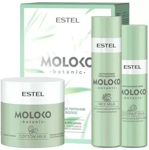 Набор "Полезное питание для волос" ESTEL Moloko botanic (шампунь 250мл, маска 300мл, спрей 200мл)