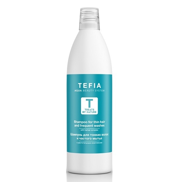 Шампунь для тонких волос и частого мытья с растительным комплексом SLS и SLES 1000мл / TEFIA